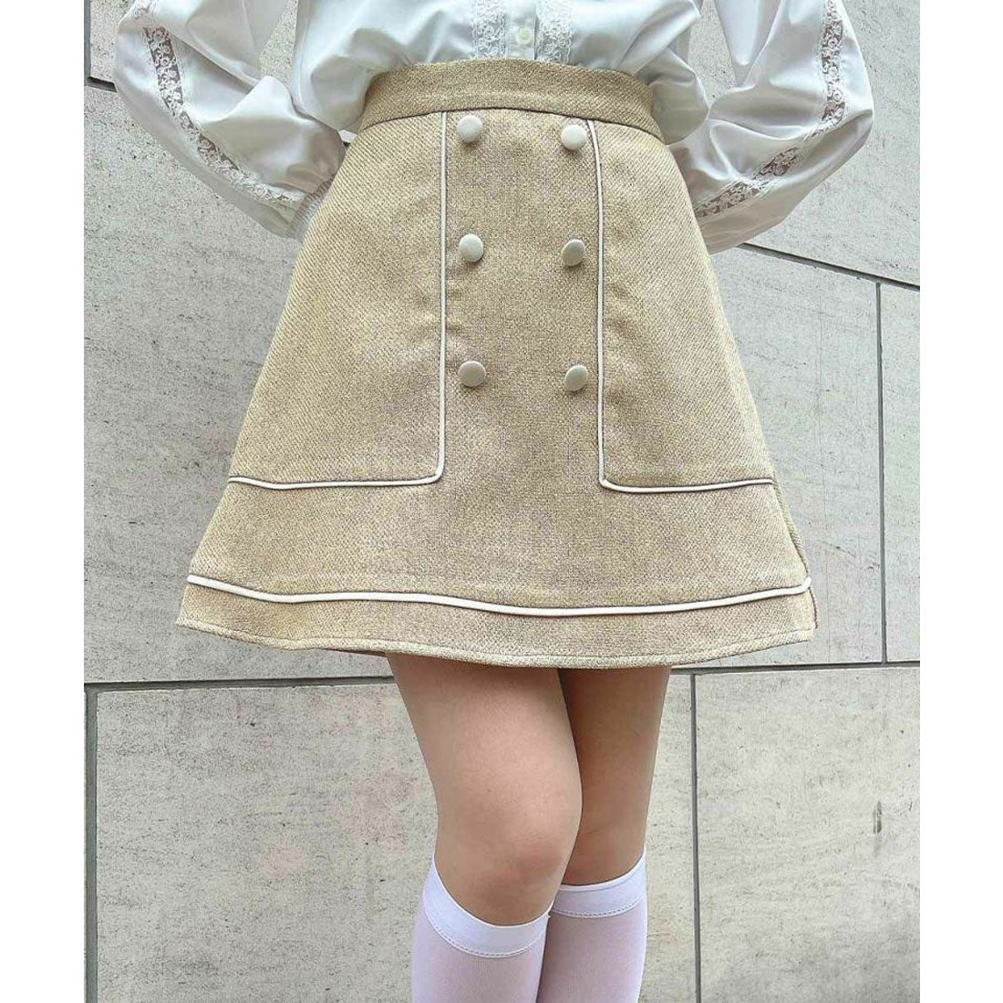 フィント F i.n.t パイピングツイードミニスカート【洗える】 （L/BEIGE） L/BEIGE