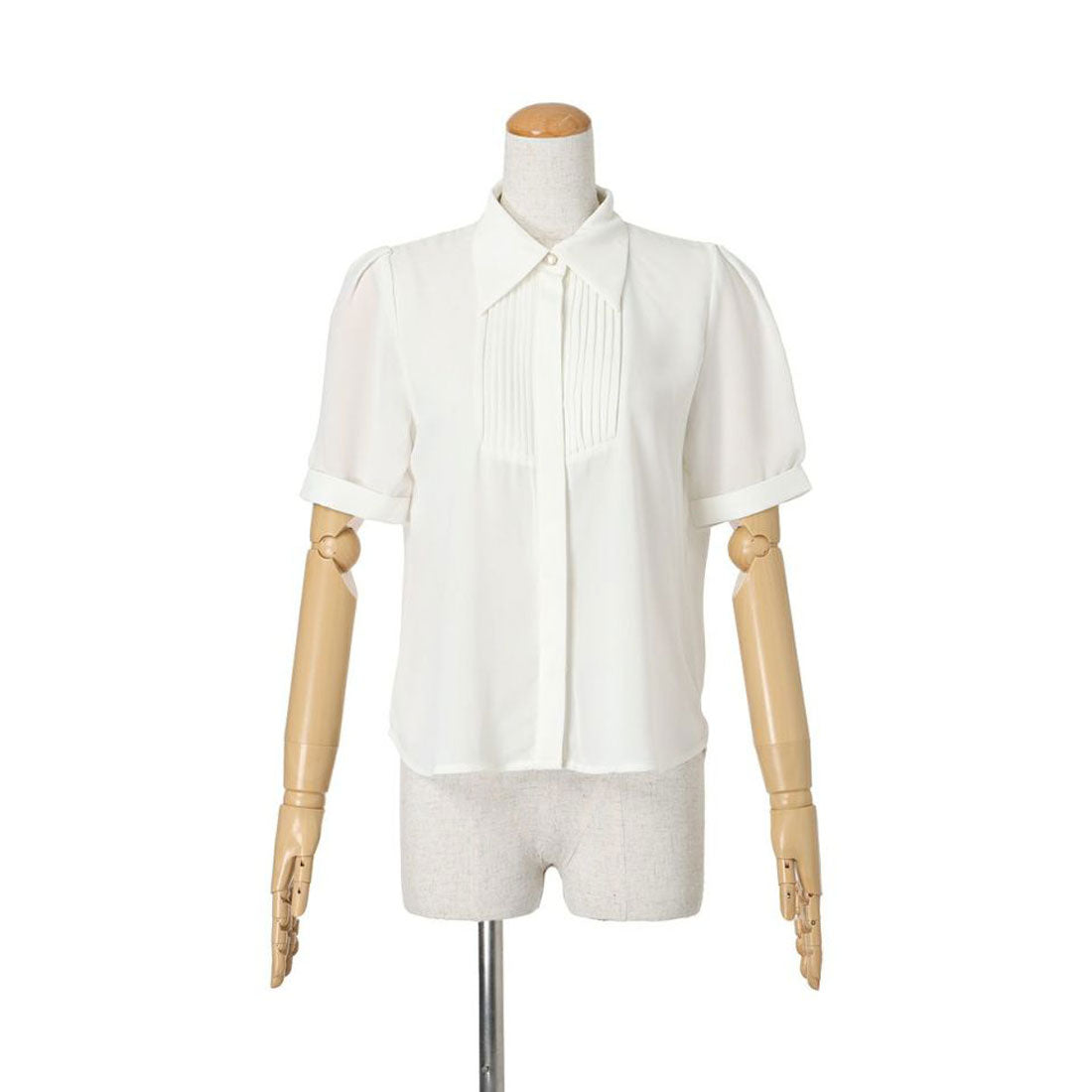 フィント F i.n.t ピンタックヨークリボン付きシャツ【洗える】 （OFF×BK） OFF×BK
