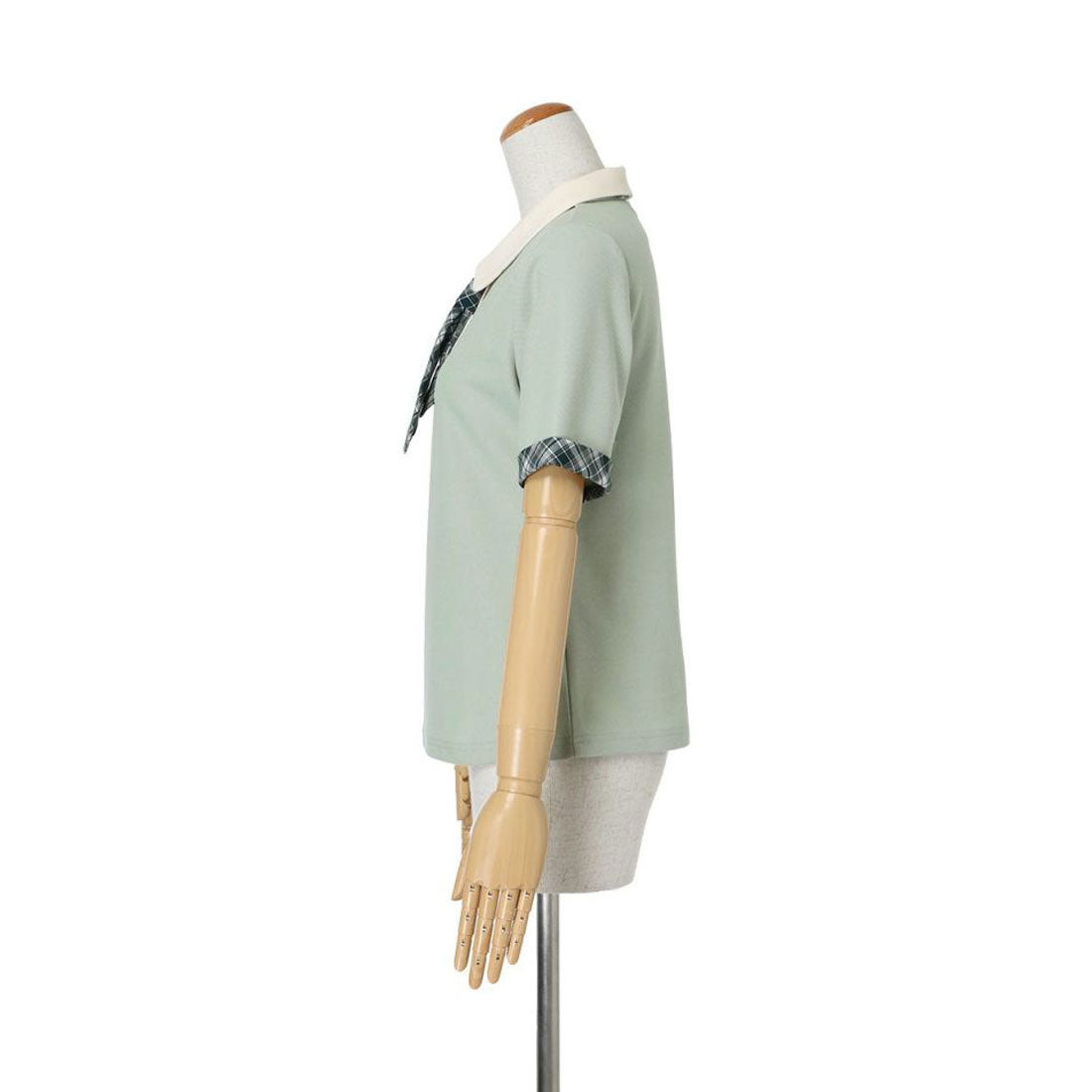 フィント F i.n.t 【洗える/吸水速乾】チェックネクタイ付きクレリックポロシャツ （MINT×YE） MINT