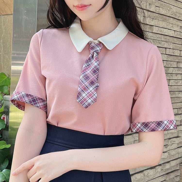 フィント F i.n.t 【洗える/吸水速乾】チェックネクタイ付きクレリックポロシャツ （PINK×PU） PINK×PU