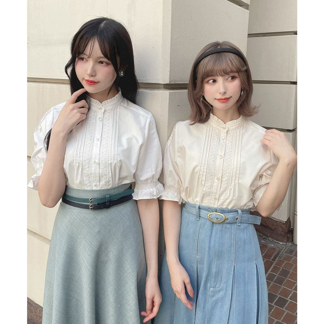 フィント F i.n.t レースピンタック使い半袖ブラウス【洗える】 （L/BEIGE） L/BEIGE