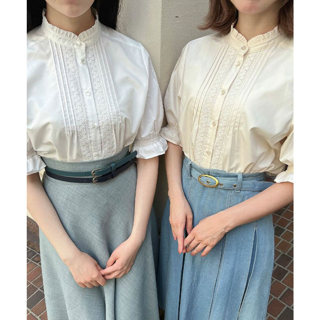 フィント F i.n.t レースピンタック使い半袖ブラウス【洗える】 （L/BEIGE） L/BEIGE