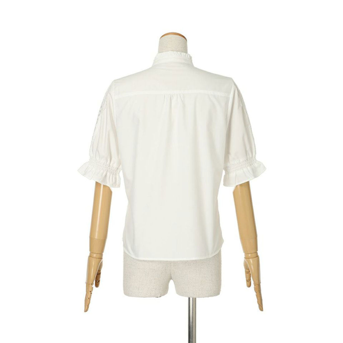 フィント F i.n.t レースピンタック使い半袖ブラウス【洗える】 （L/BEIGE） L/BEIGE