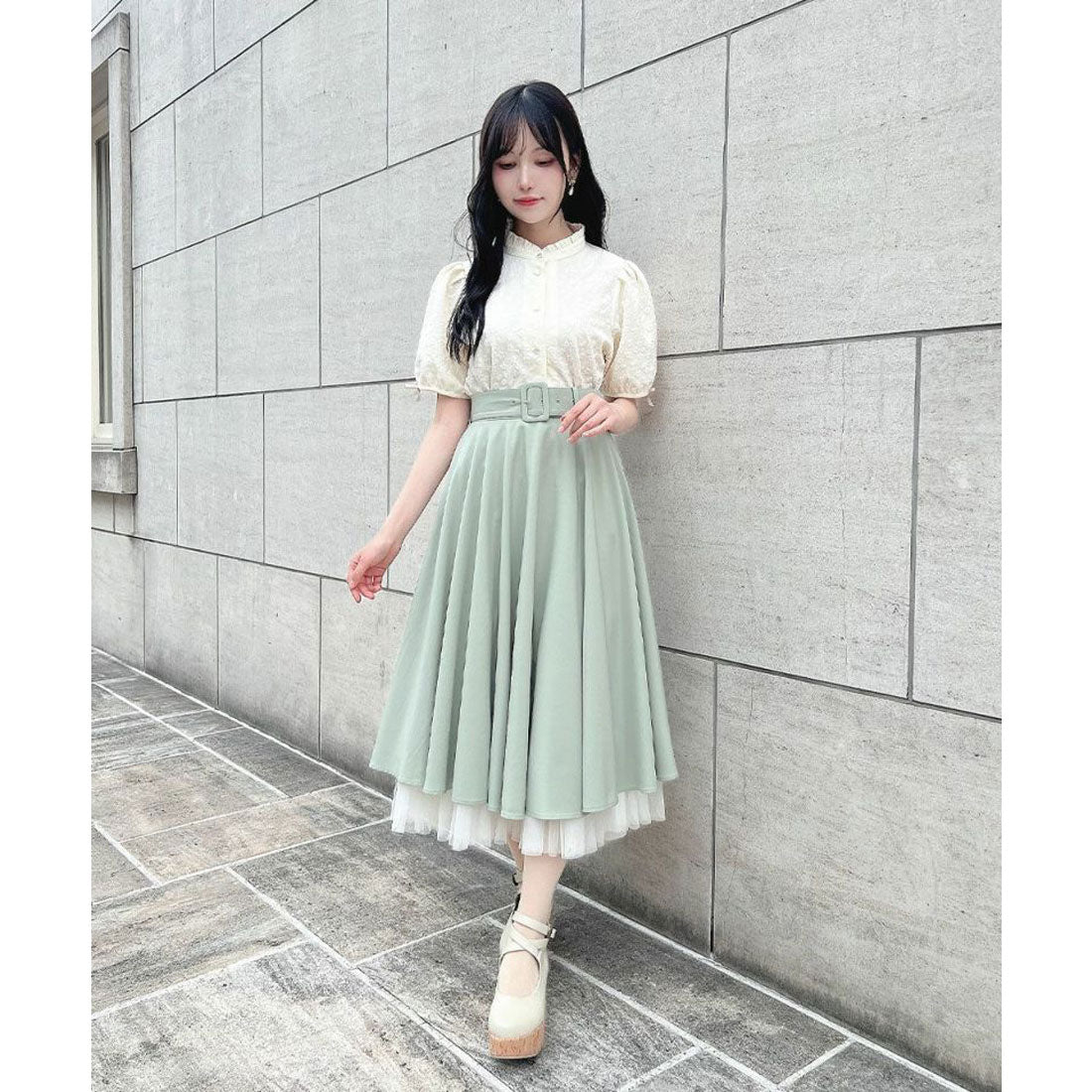 フィント F i.n.t 【洗える】袖口プチリボンジャガードブラウス （IVORY） IVORY