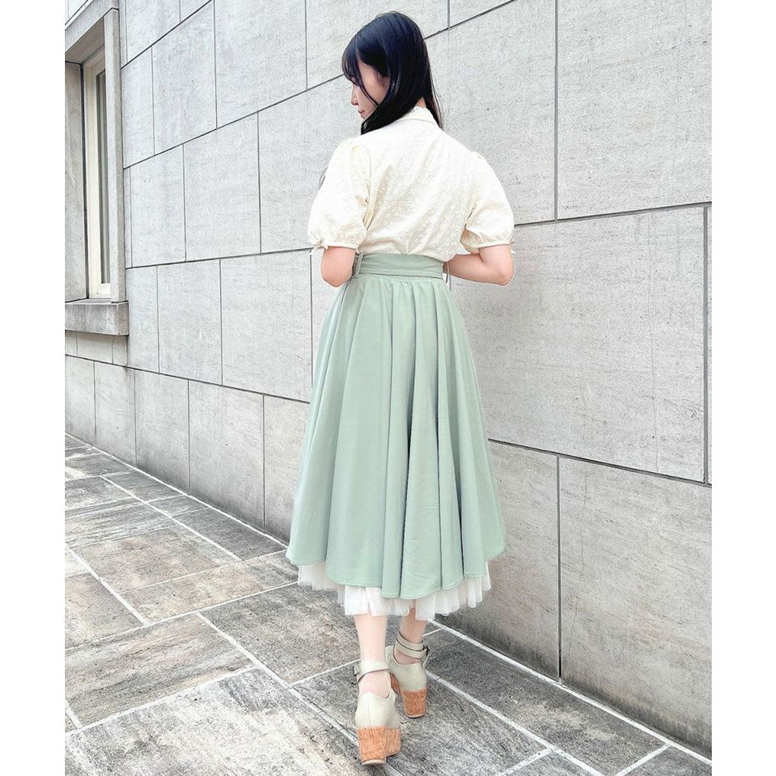 フィント F i.n.t 【洗える】袖口プチリボンジャガードブラウス （IVORY） IVORY