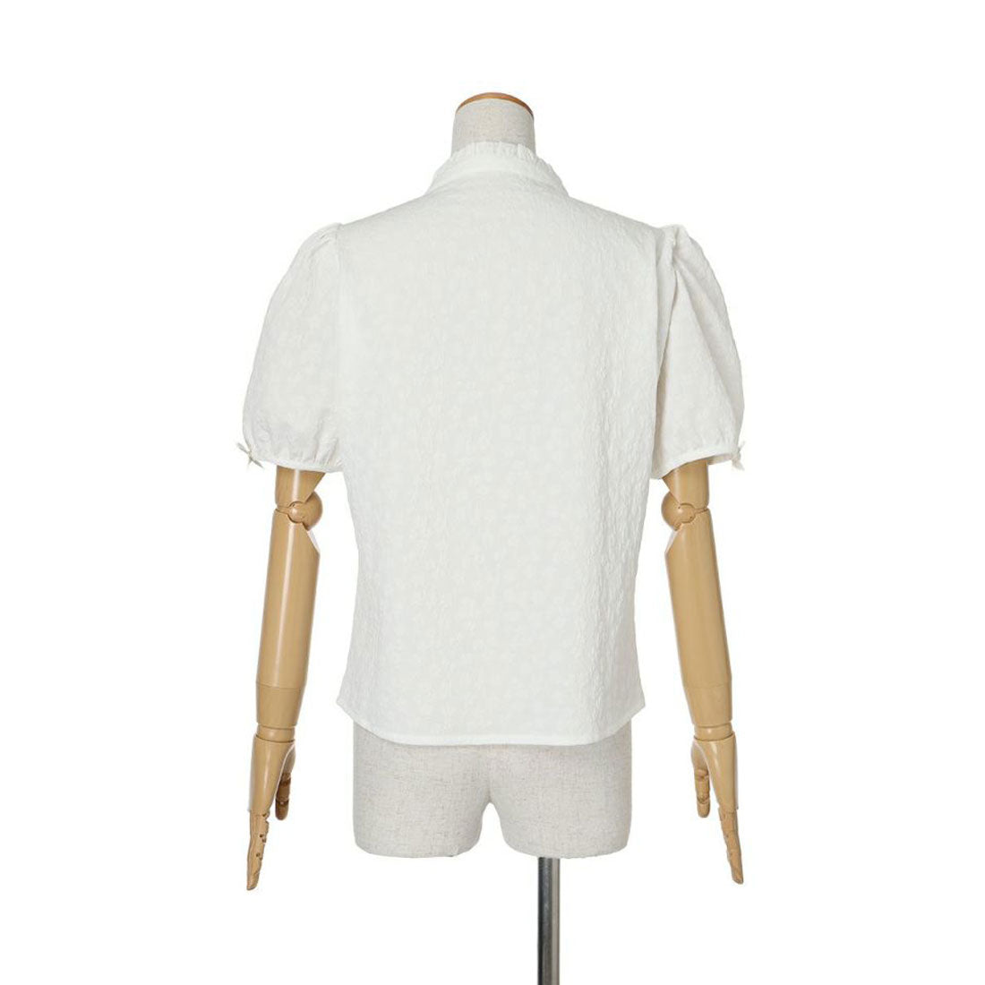 フィント F i.n.t 【洗える】袖口プチリボンジャガードブラウス （IVORY） IVORY