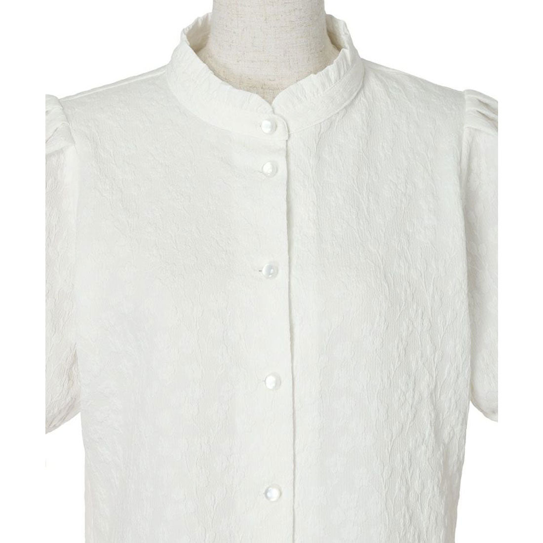 フィント F i.n.t 【洗える】袖口プチリボンジャガードブラウス （IVORY） IVORY