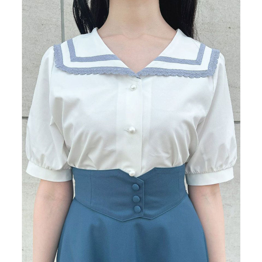 フィント F i.n.t 【洗える】レースライン使いセーラーブラウス （OFF WHITE） OFF WHITE