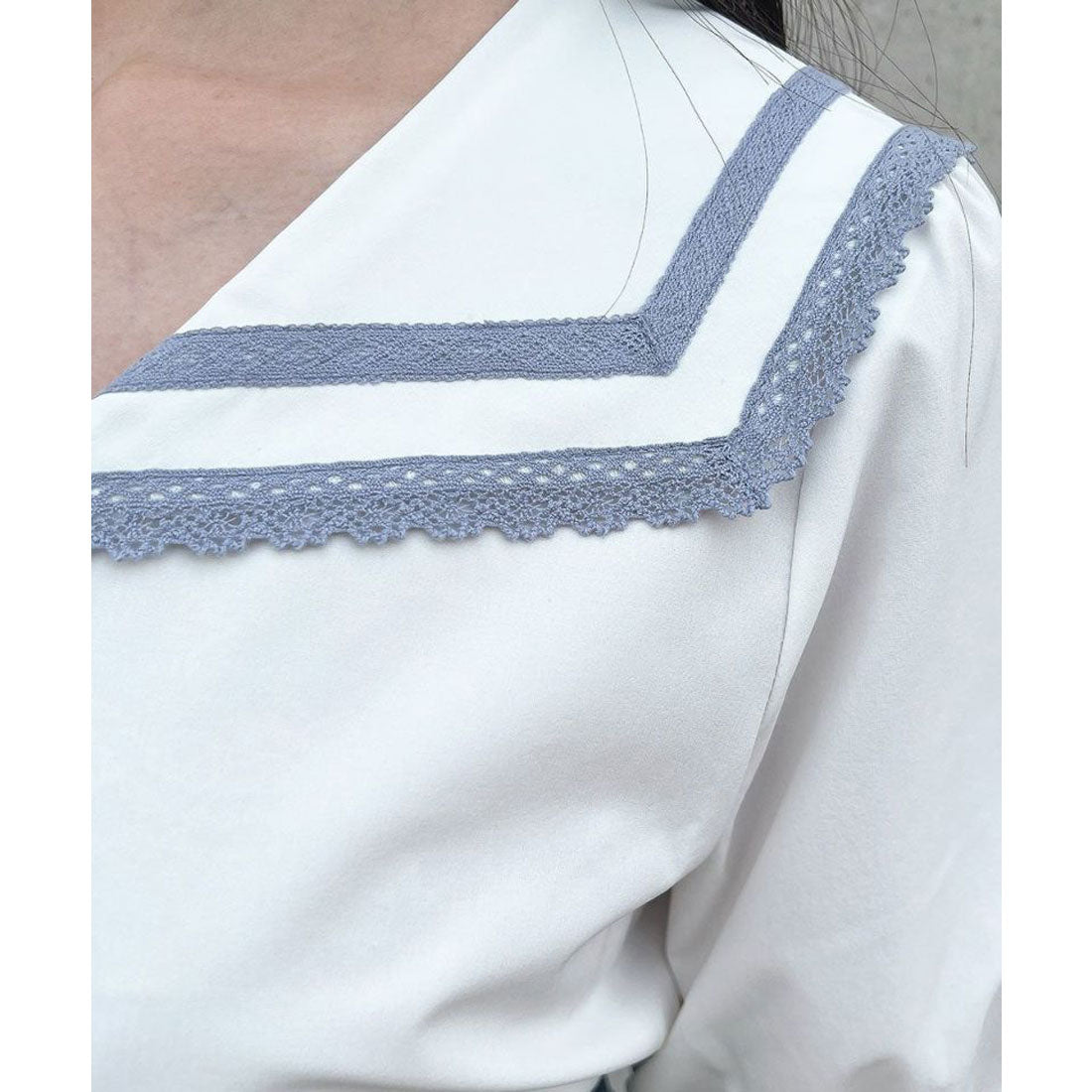 フィント F i.n.t 【洗える】レースライン使いセーラーブラウス （OFF WHITE） OFF WHITE