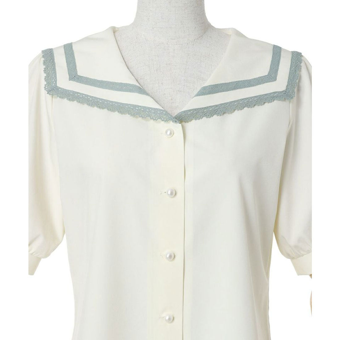 フィント F i.n.t 【洗える】レースライン使いセーラーブラウス （OFF WHITE） OFF WHITE