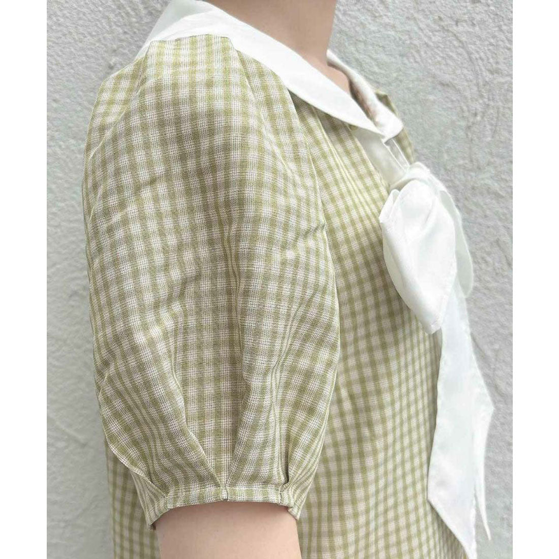 フィント F i.n.t 【洗える】ローウエストセーラーチェックシャツワンピース （L/GR×WH） L/GR×WH