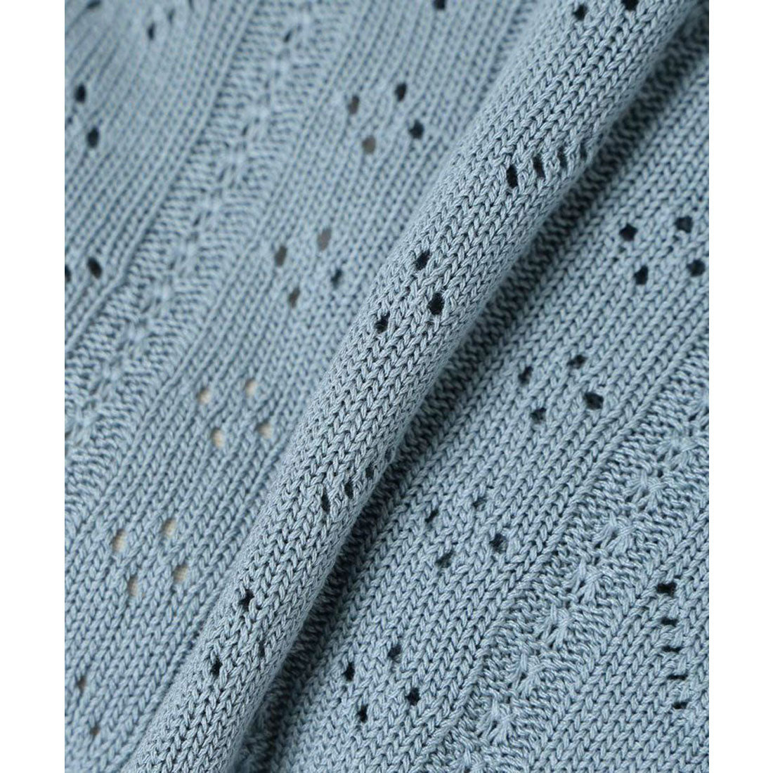 フィント F i.n.t 【涼し気ニット】ストライプ透かし編みサマーニットボレロ （BLUE GRAY） BLUE GRAY
