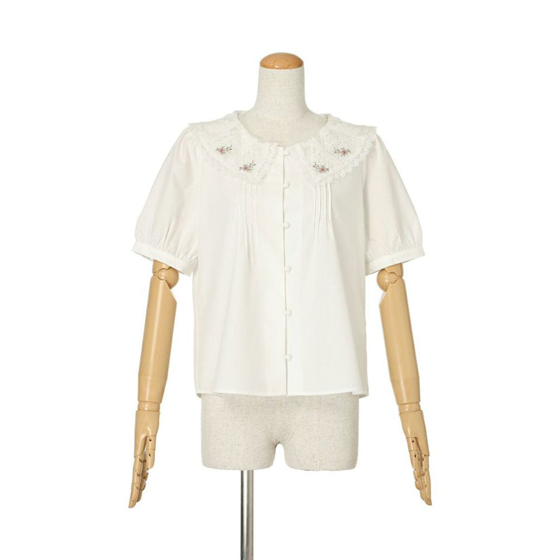 フィント F i.n.t 【洗える】ローズ刺繍チュールレース衿ブラウス （OFF WHITE） OFF WHITE