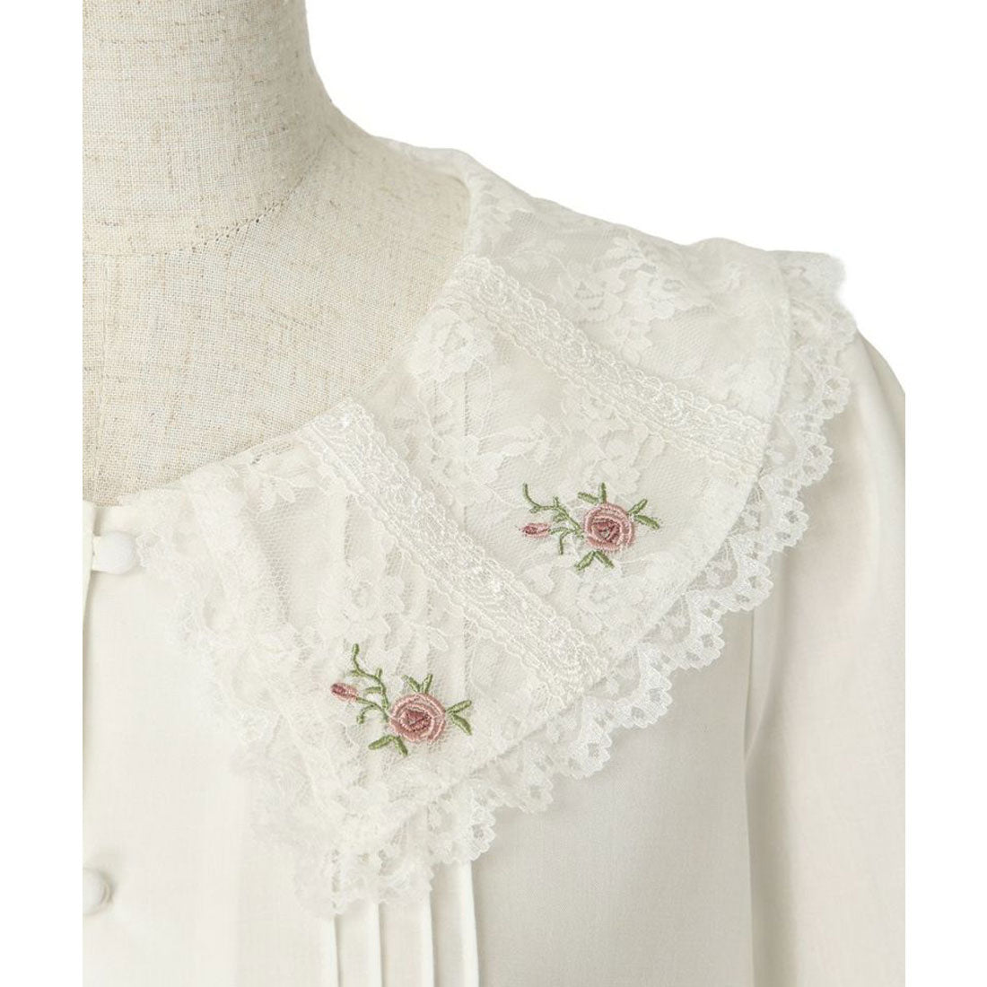 フィント F i.n.t 【洗える】ローズ刺繍チュールレース衿ブラウス （OFF WHITE） OFF WHITE