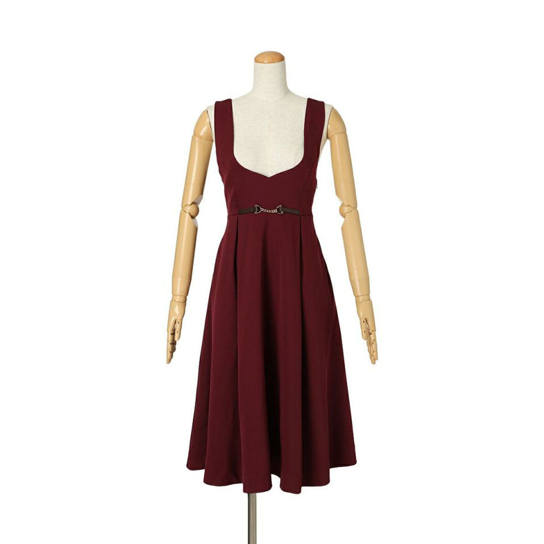 フィント F i.n.t チェーンビット使いディープVネックジャンパースカート （BORDEAUX） BORDEAUX
