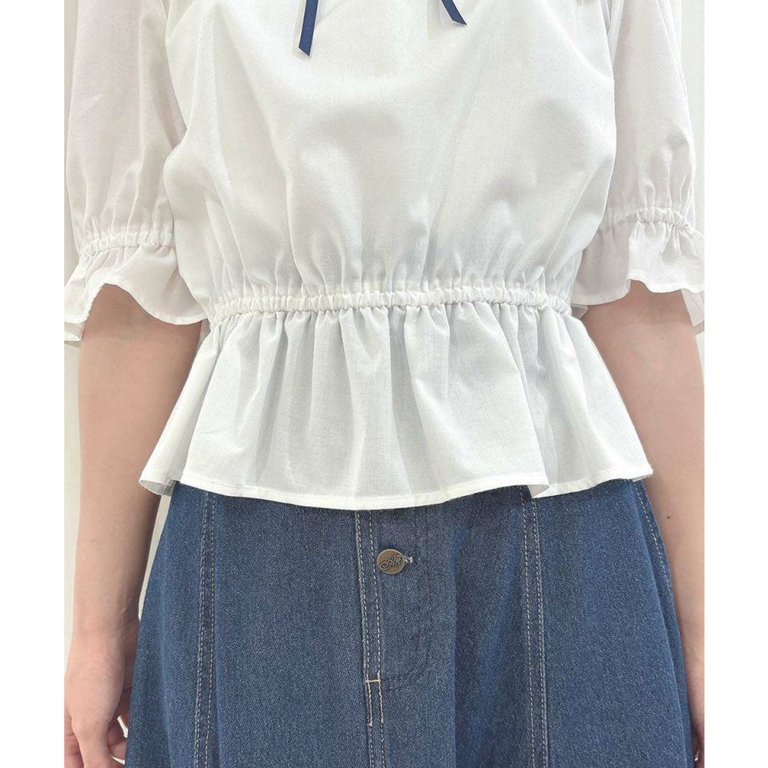 フィント F i.n.t 【洗える】コットンレース使いはしごリボンブラウス （OFF WHITE） OFF WHITE