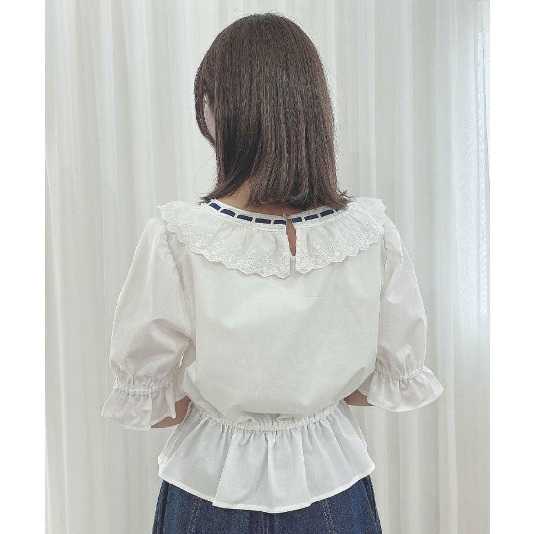 フィント F i.n.t 【洗える】コットンレース使いはしごリボンブラウス （OFF WHITE） OFF WHITE