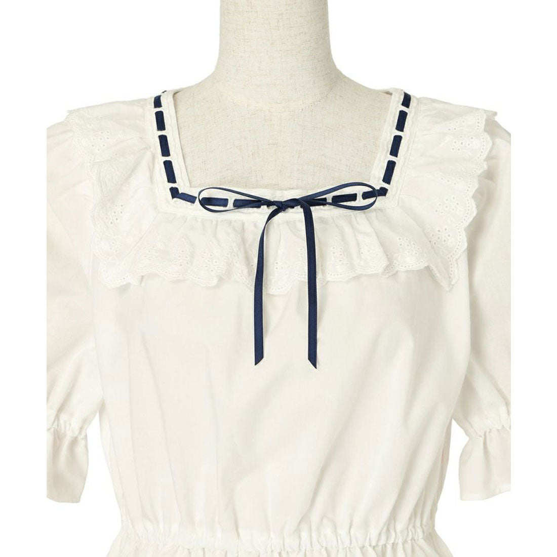 フィント F i.n.t 【洗える】コットンレース使いはしごリボンブラウス （OFF WHITE） OFF WHITE