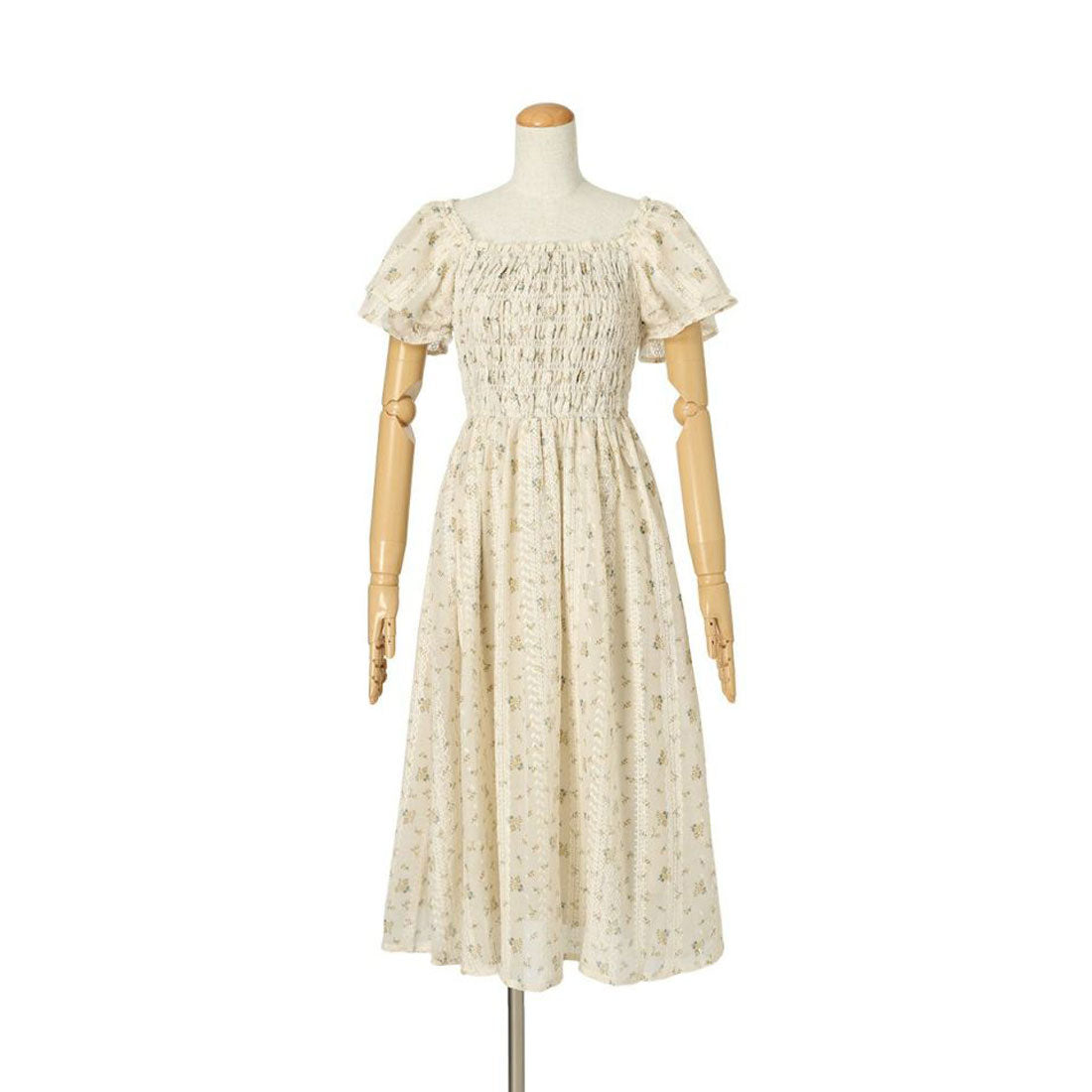 フィント F i.n.t 【洗える】フリル使い小花柄シャーリングワンピース （YELLOW） YELLOW