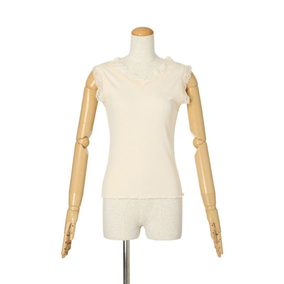 フィント F i.n.t 【洗える】フラワーレーステレコタンクトップ （IVORY） IVORY