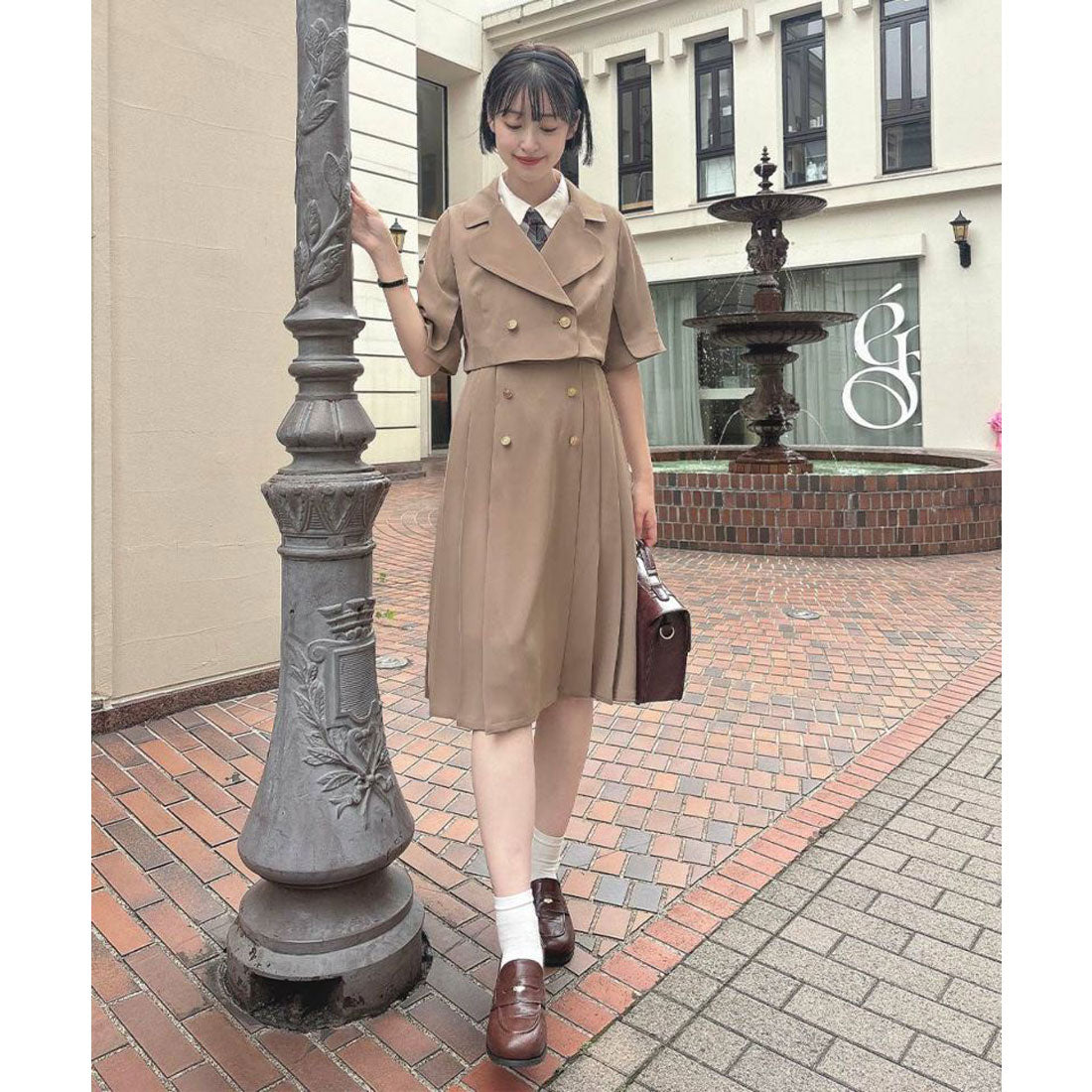 フィント F i.n.t 【洗える・セットアップ】ハートラペルケープスリーブジャケット （MOCHABROWN） MOCHABROWN