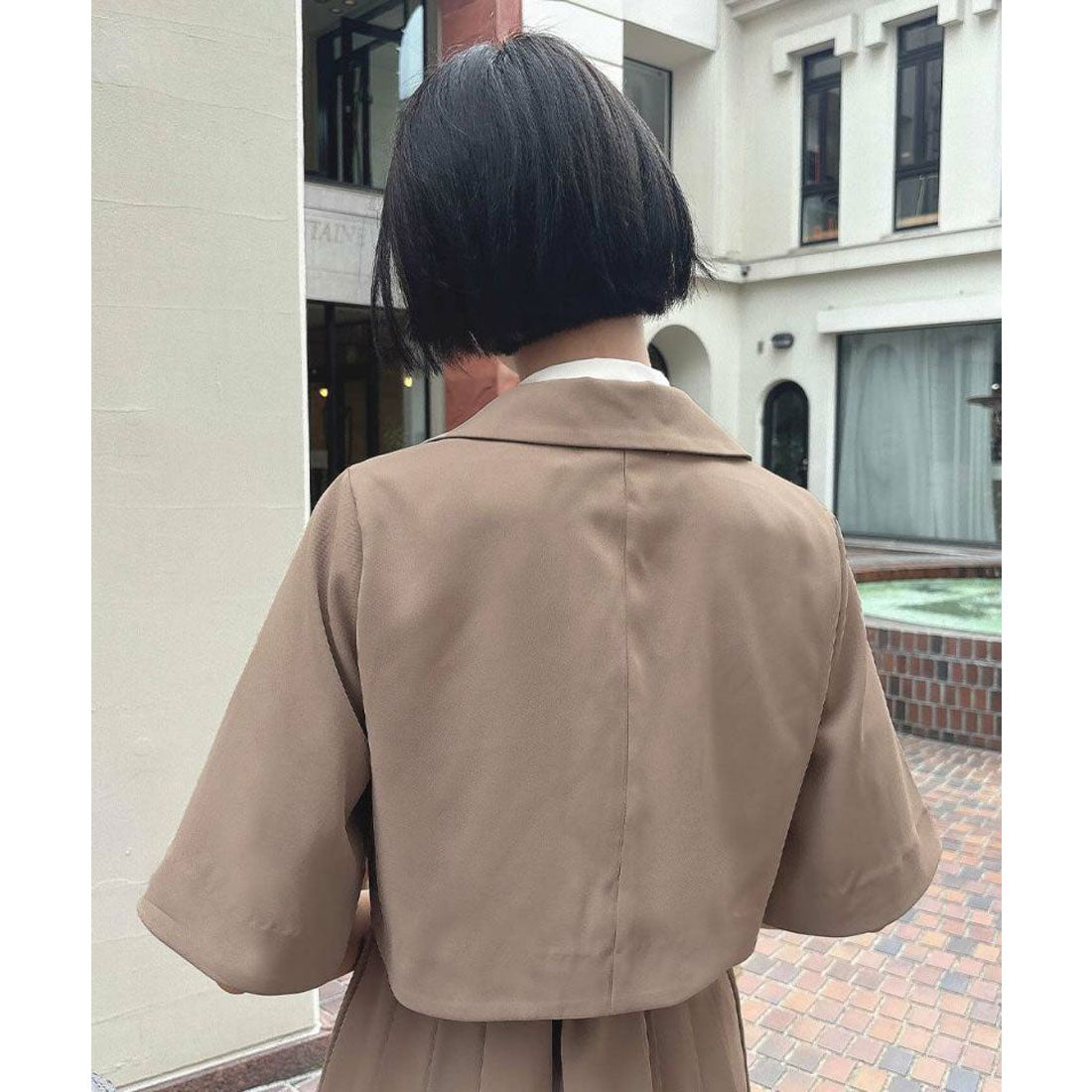 フィント F i.n.t 【洗える・セットアップ】ハートラペルケープスリーブジャケット （MOCHABROWN） MOCHABROWN