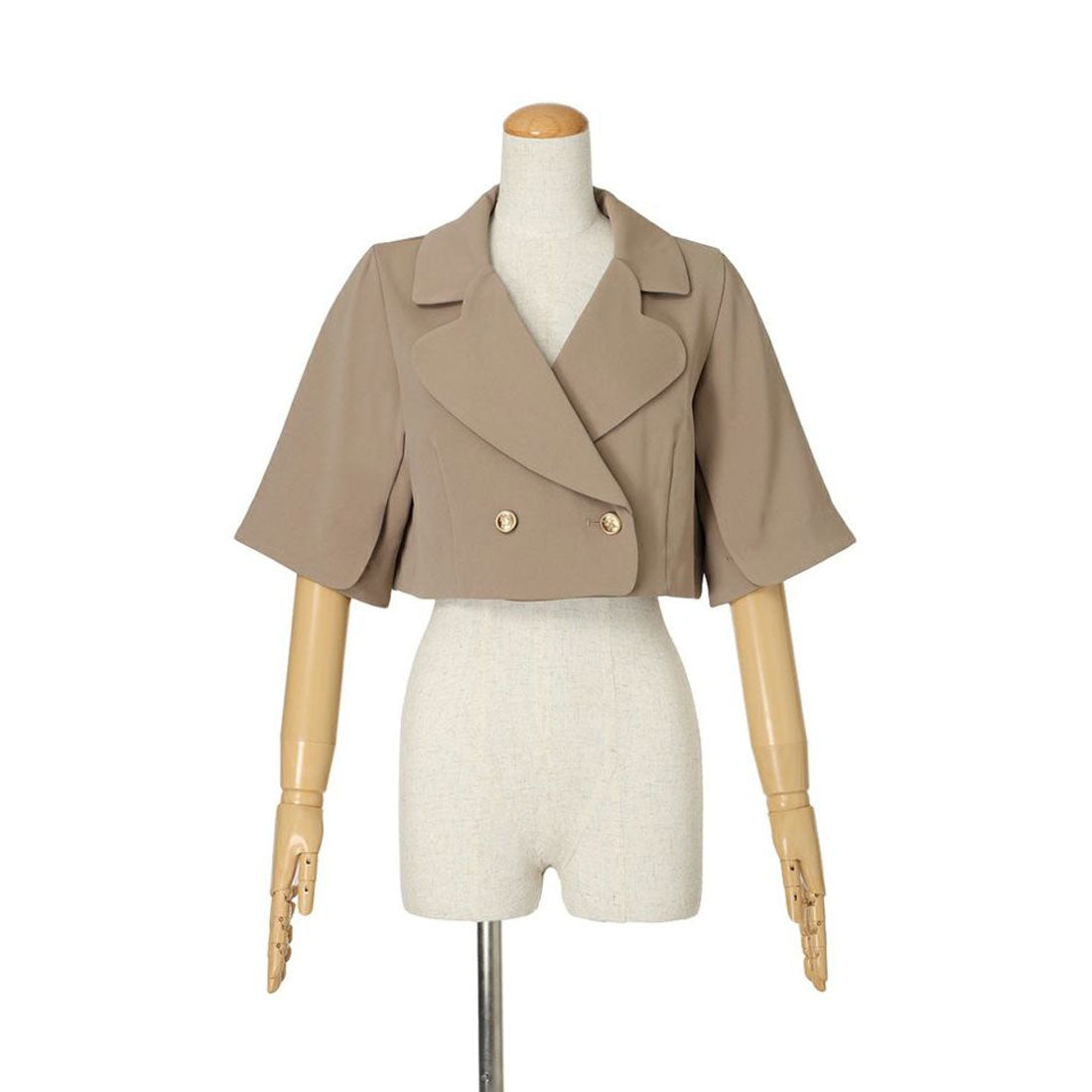 フィント F i.n.t 【洗える・セットアップ】ハートラペルケープスリーブジャケット （MOCHABROWN） MOCHABROWN