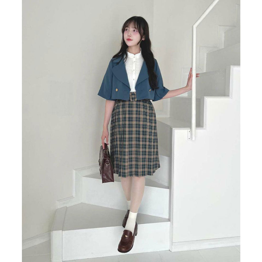 フィント F i.n.t 【洗える】太ベルト付きプリーツスカート （GREEN×BE） GREEN×BE