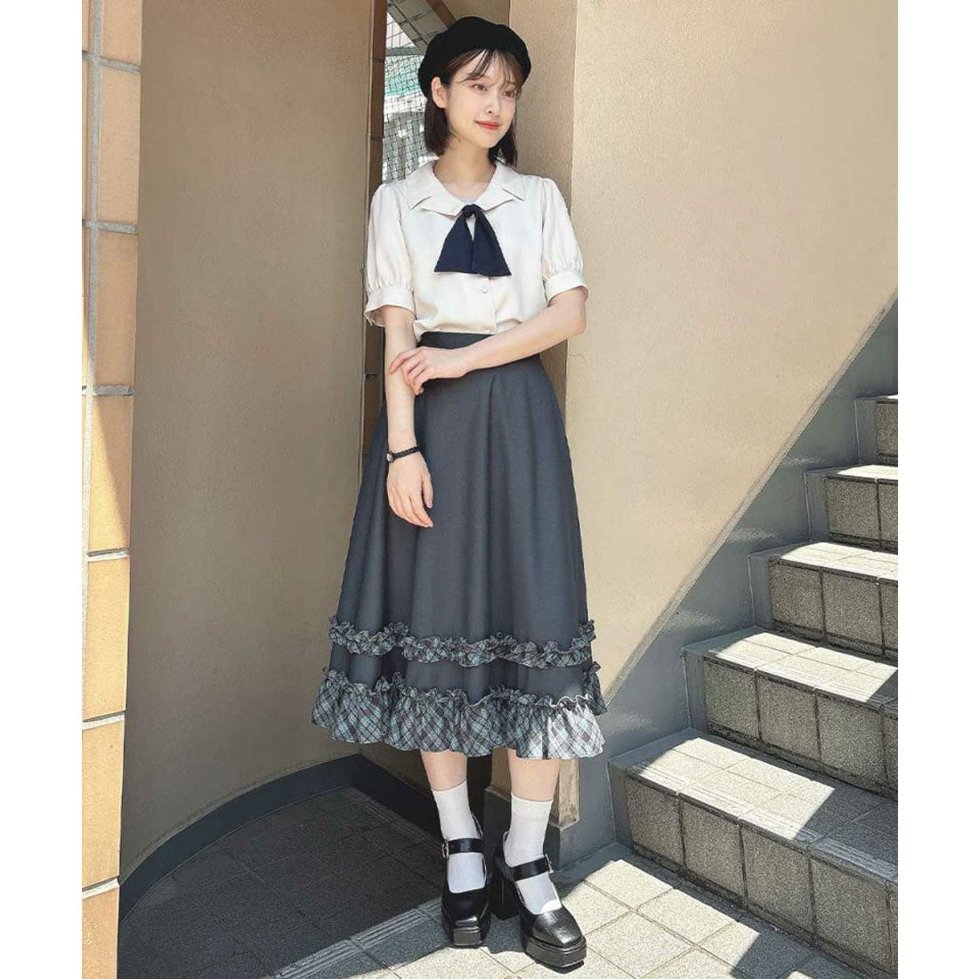 フィント F i.n.t 【洗える】スカーフタイ付き変形衿ブラウス （L/BEIGE） L/BEIGE