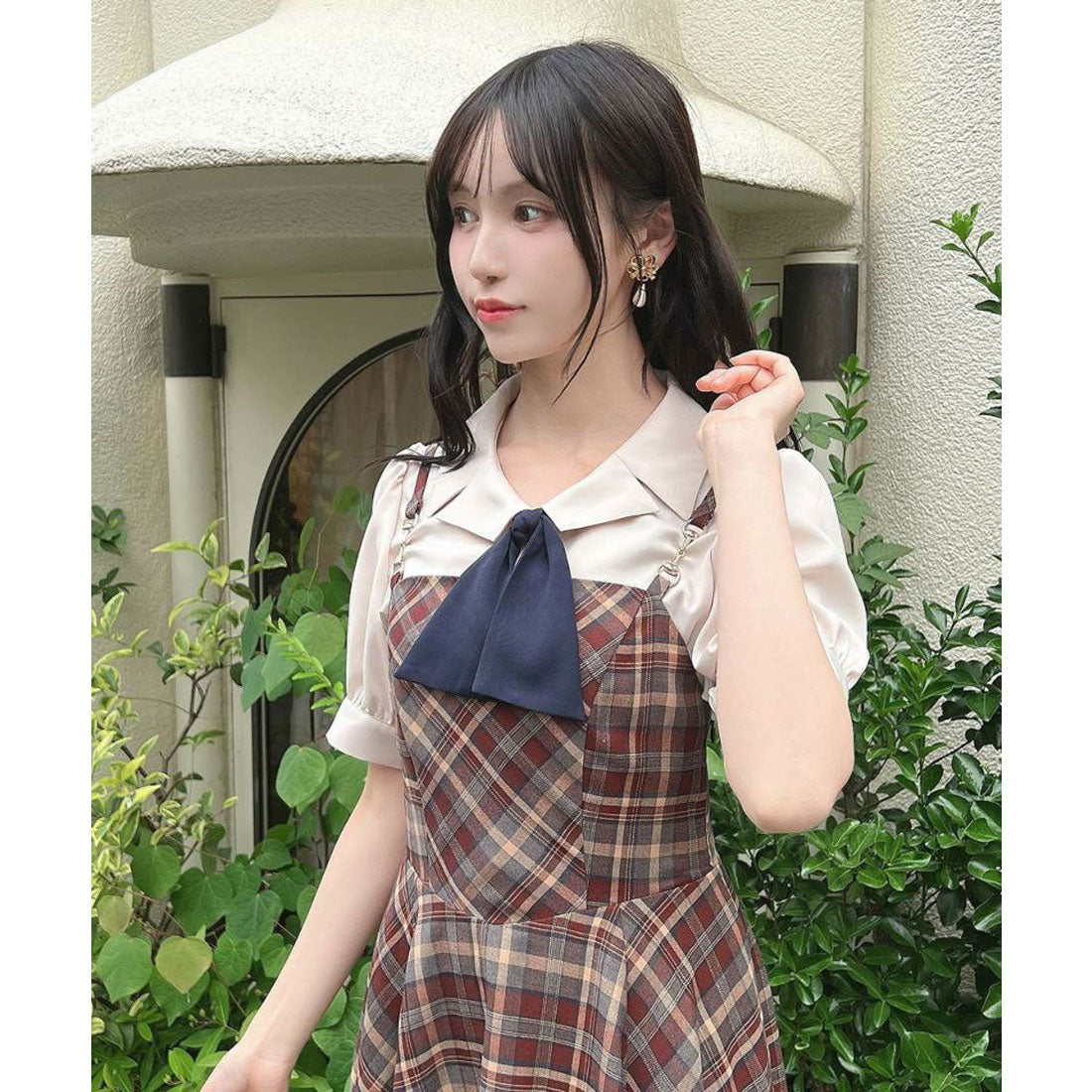 フィント F i.n.t 【洗える】スカーフタイ付き変形衿ブラウス （L/BEIGE） L/BEIGE