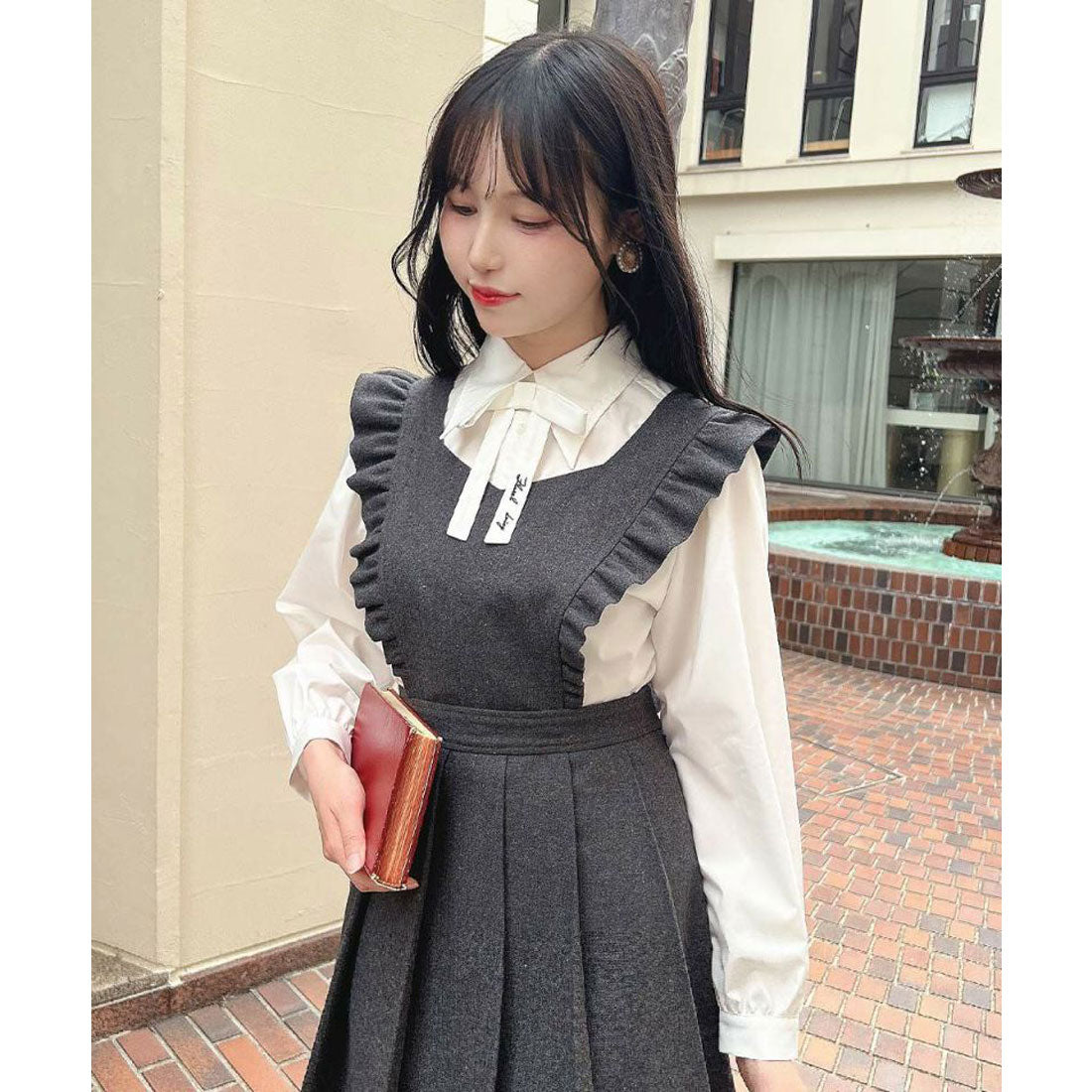 フィント F i.n.t 【洗える】タイ付きロングポイントカラーシャツ （OFF WHITE） OFF WHITE