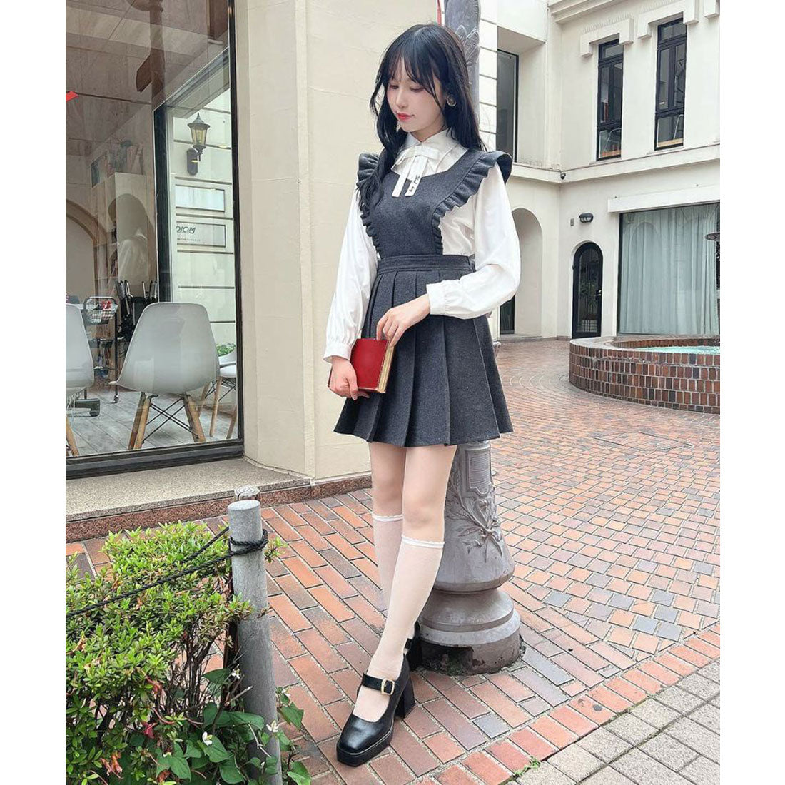 フィント F i.n.t 【洗える】タイ付きロングポイントカラーシャツ （OFF WHITE） OFF WHITE