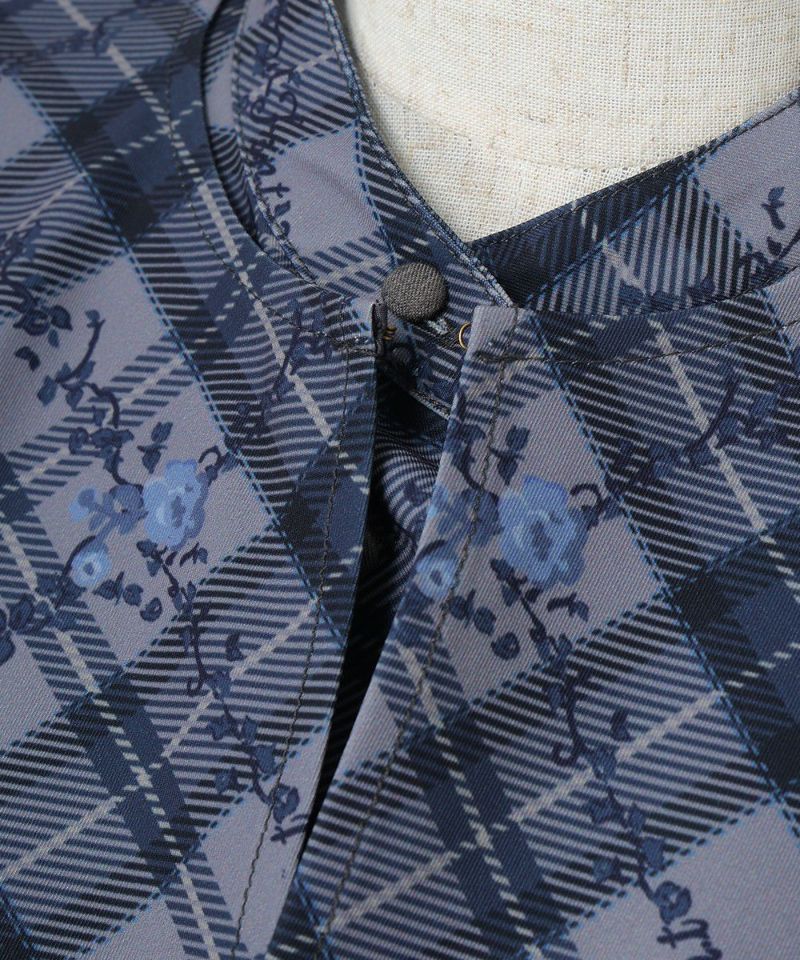 フィント F i.n.t 【洗える・2WAY】プチフラワーチェック柄ケープ付きワンピース （BROWN×YE） BROWN×YE