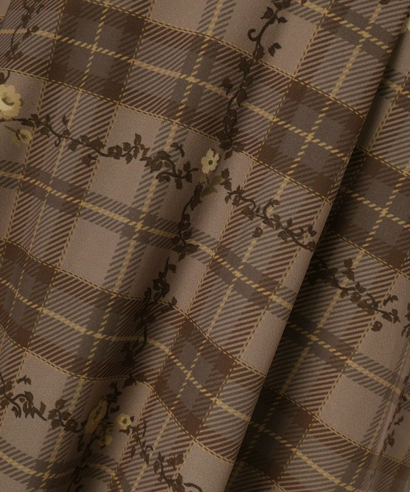 フィント F i.n.t 【洗える・2WAY】プチフラワーチェック柄ケープ付きワンピース （BROWN×YE） BROWN×YE