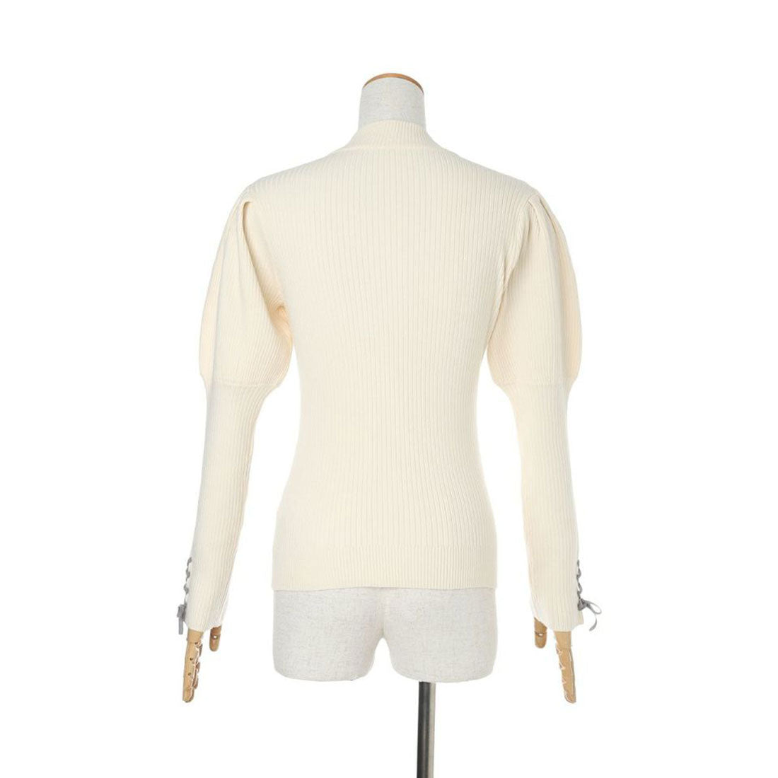 フィント F i.n.t 【洗える】袖口レースアップリブニットプルオーバー （OFF WHITE） OFF WHITE