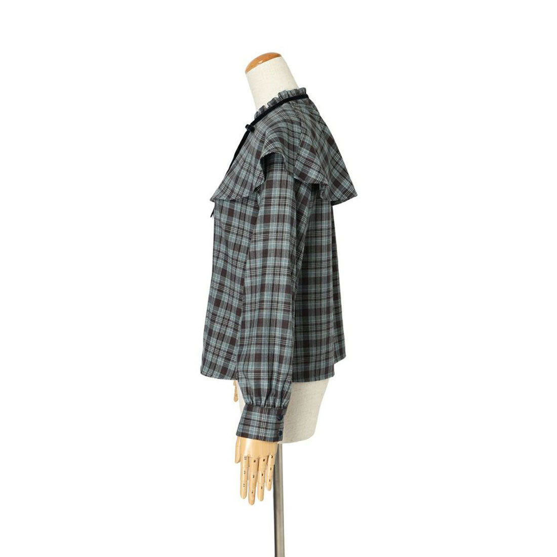 フィント F i.n.t 【洗える/セットアップ可能】ケープ付きチェックブラウス （BROWN×RE） BROWN×RE