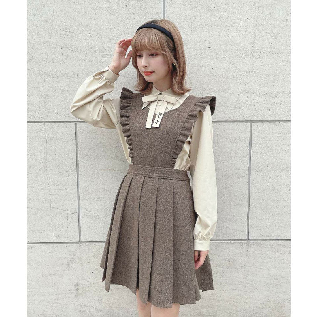 フィント F i.n.t 【洗える・2WAY】バックリボン2wayエプロンジャンパースカート （BROWN） BROWN