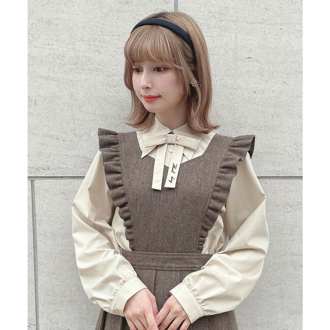 フィント F i.n.t 【洗える・2WAY】バックリボン2wayエプロンジャンパースカート （BROWN） BROWN