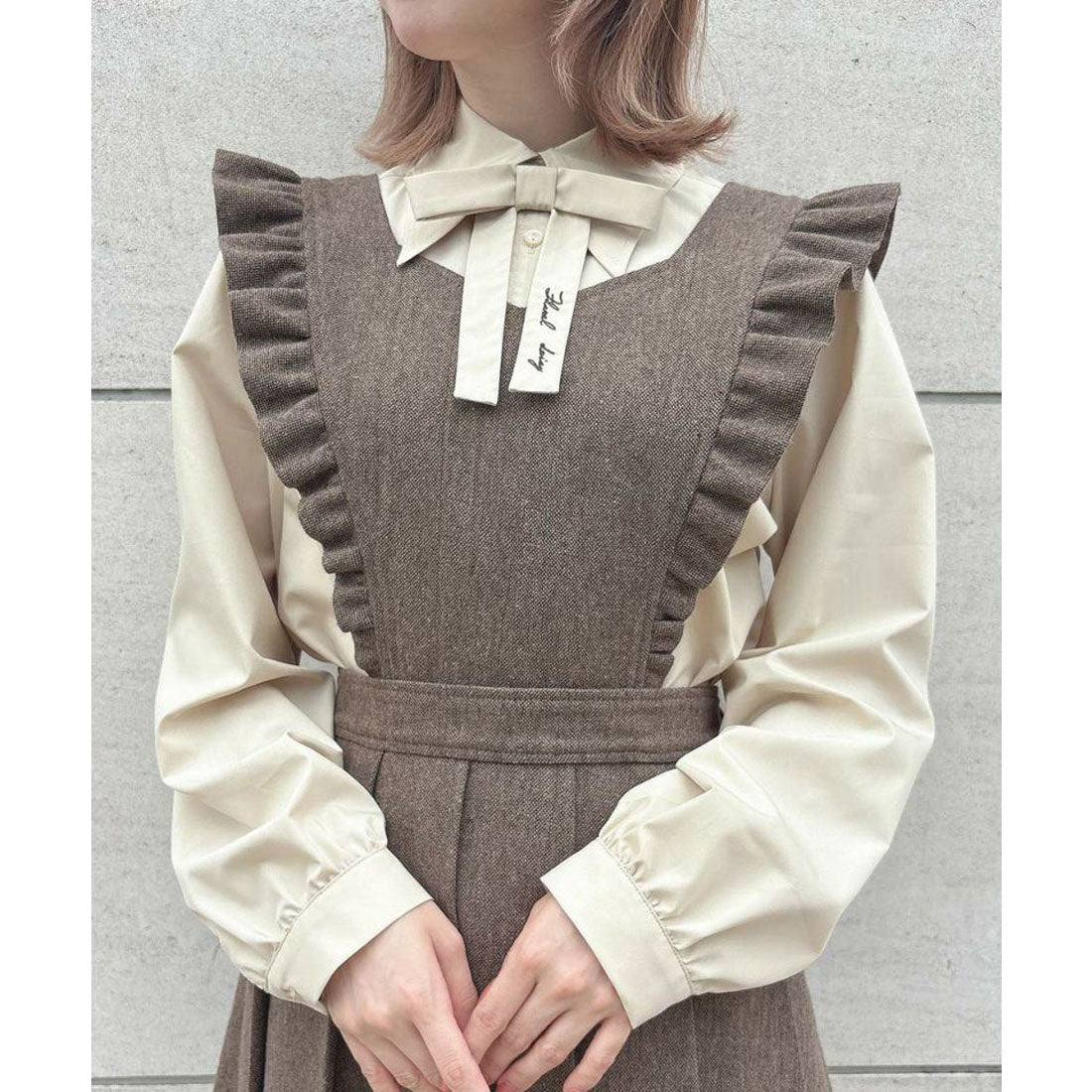 フィント F i.n.t 【洗える・2WAY】バックリボン2wayエプロンジャンパースカート （BROWN） BROWN