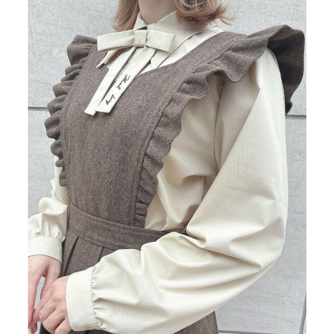 フィント F i.n.t 【洗える・2WAY】バックリボン2wayエプロンジャンパースカート （BROWN） BROWN