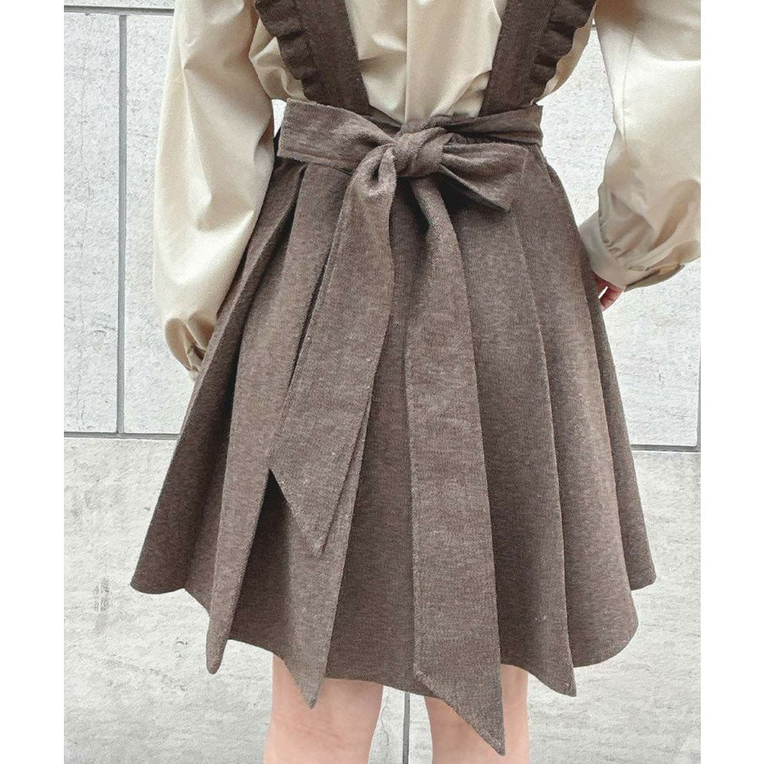 フィント F i.n.t 【洗える・2WAY】バックリボン2wayエプロンジャンパースカート （BROWN） BROWN