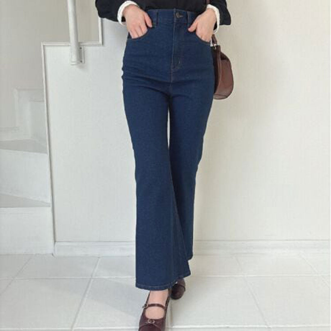 フィント F i.n.t 【洗える】ハイウエストフレアーデニムパンツ （INDIGO） INDIGO