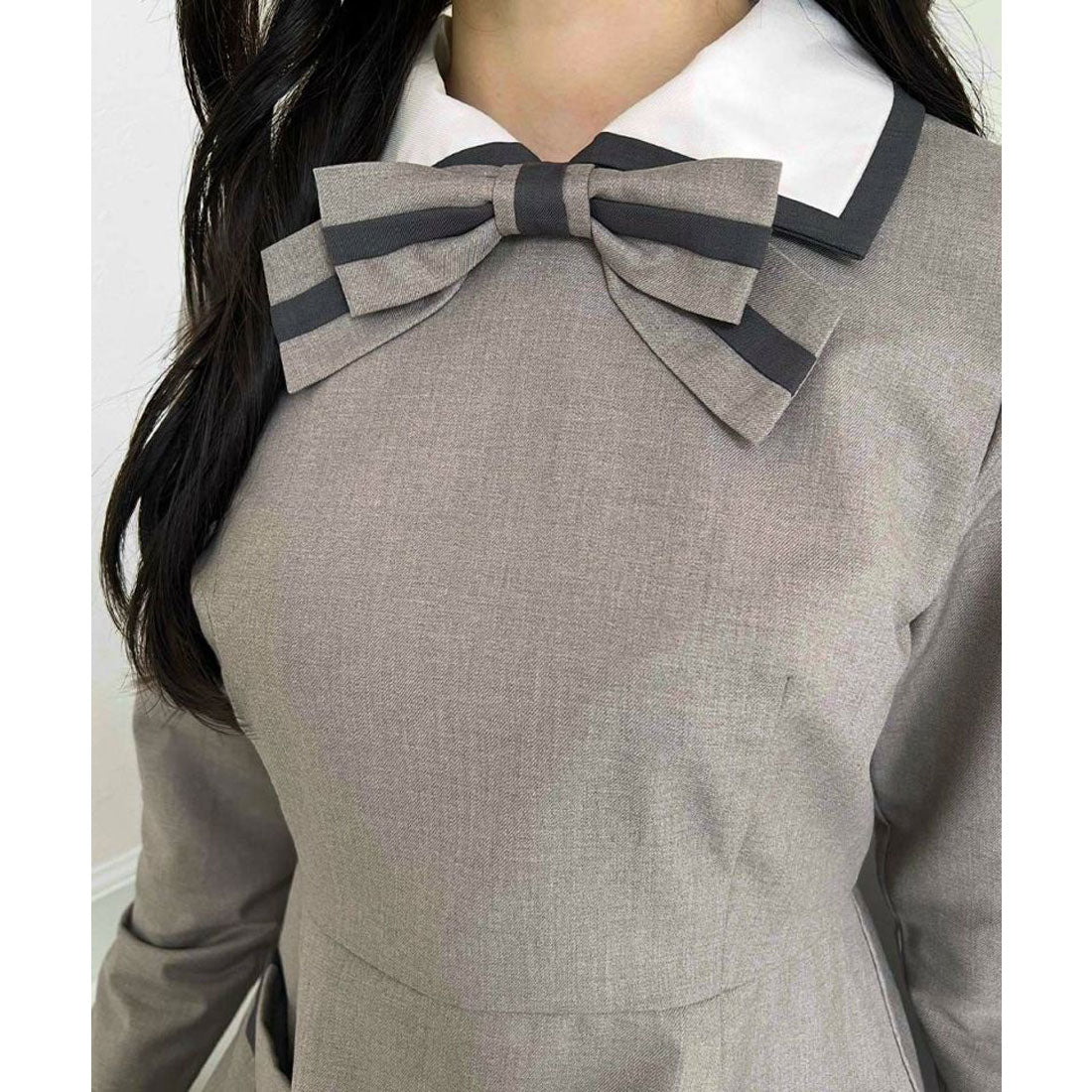 フィント F i.n.t ラインボウタイバイカラーワンピース （BEIGE） BEIGE