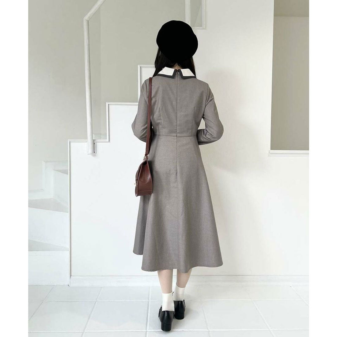 フィント F i.n.t ラインボウタイバイカラーワンピース （BEIGE） BEIGE