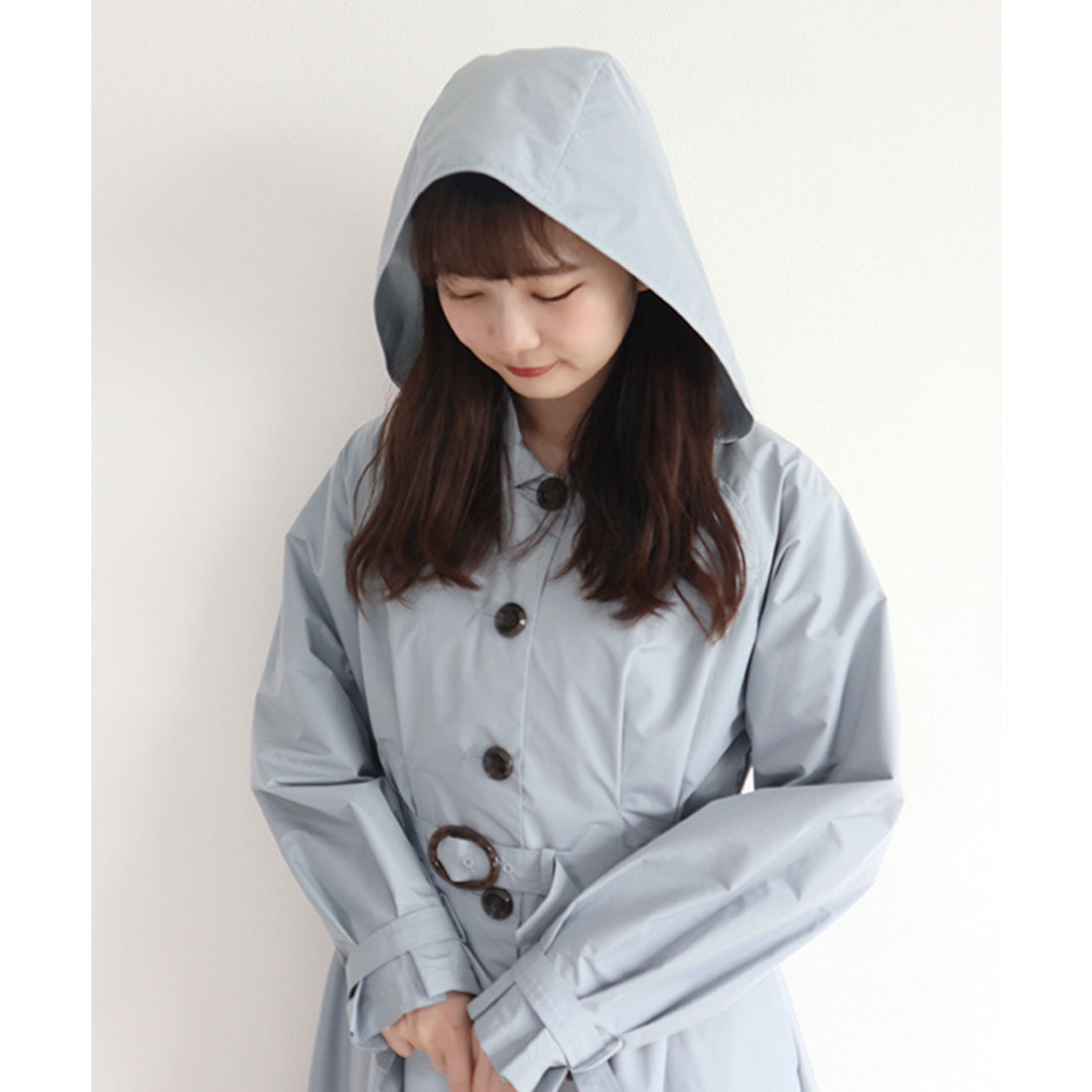フィント F i.n.t べっ甲バックルベルトレインコート （L/BLUE） L/BLUE
