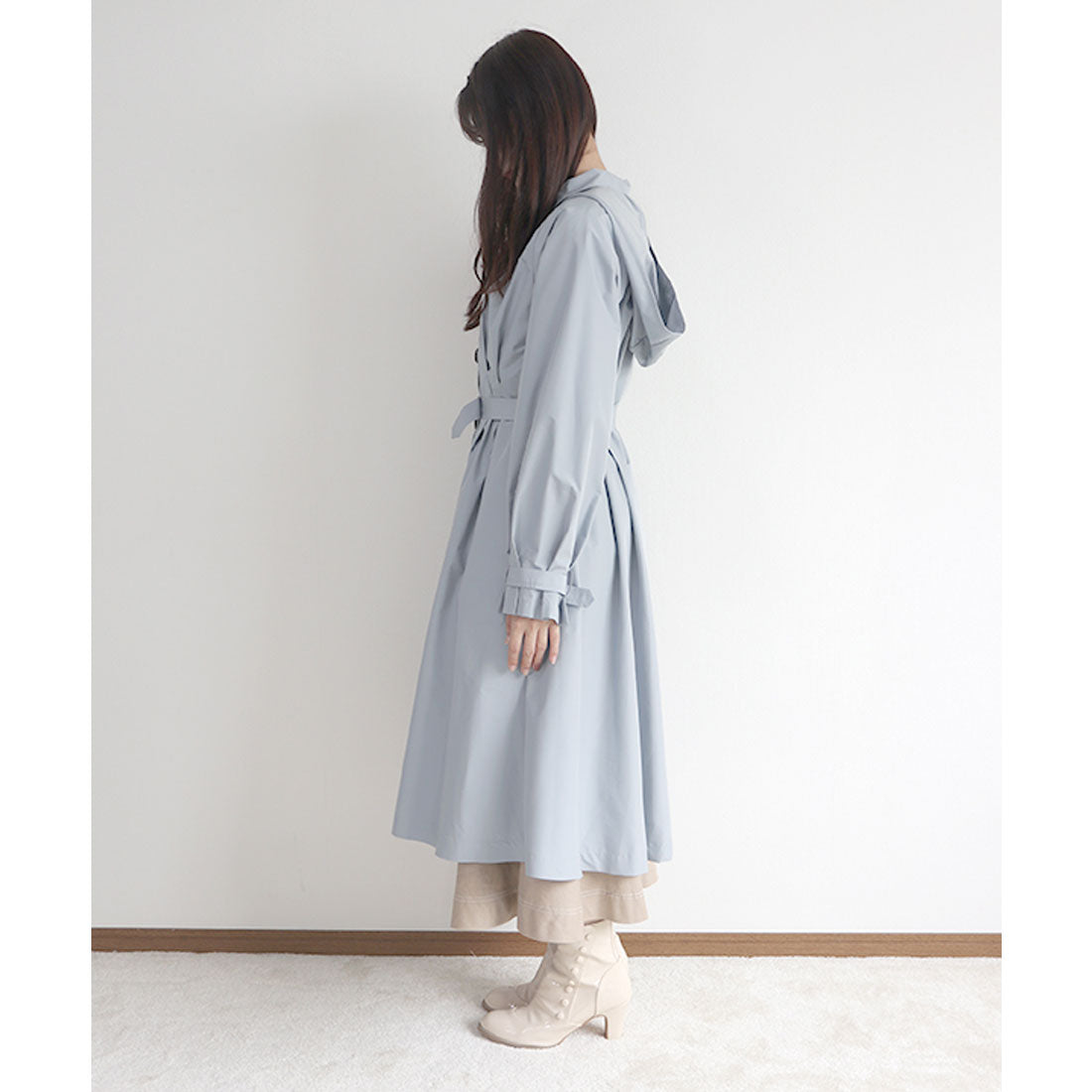 フィント F i.n.t べっ甲バックルベルトレインコート （L/BLUE） L/BLUE