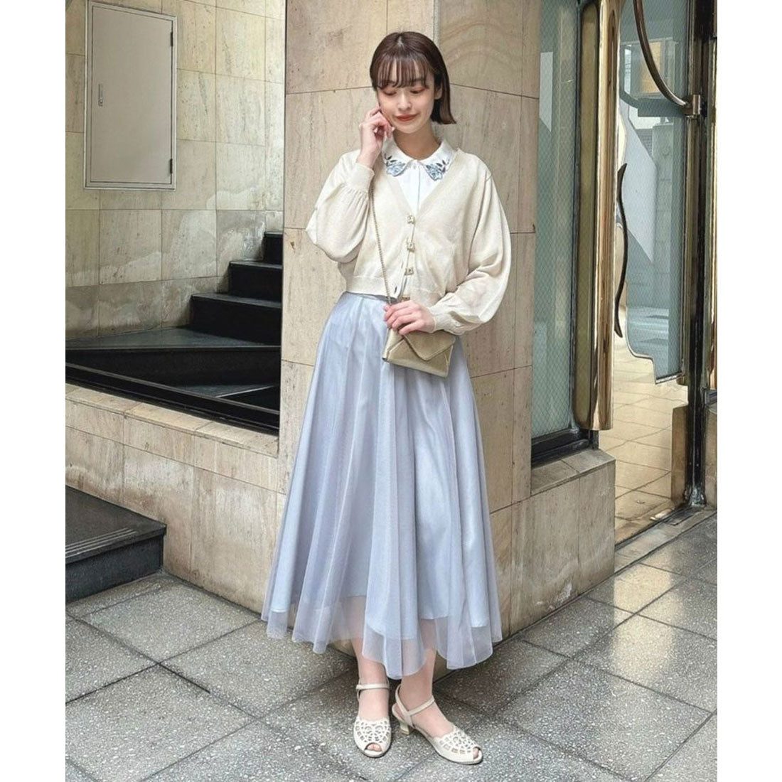 フィント F i.n.t フロントレースアップチュールフレアースカート【洗える】