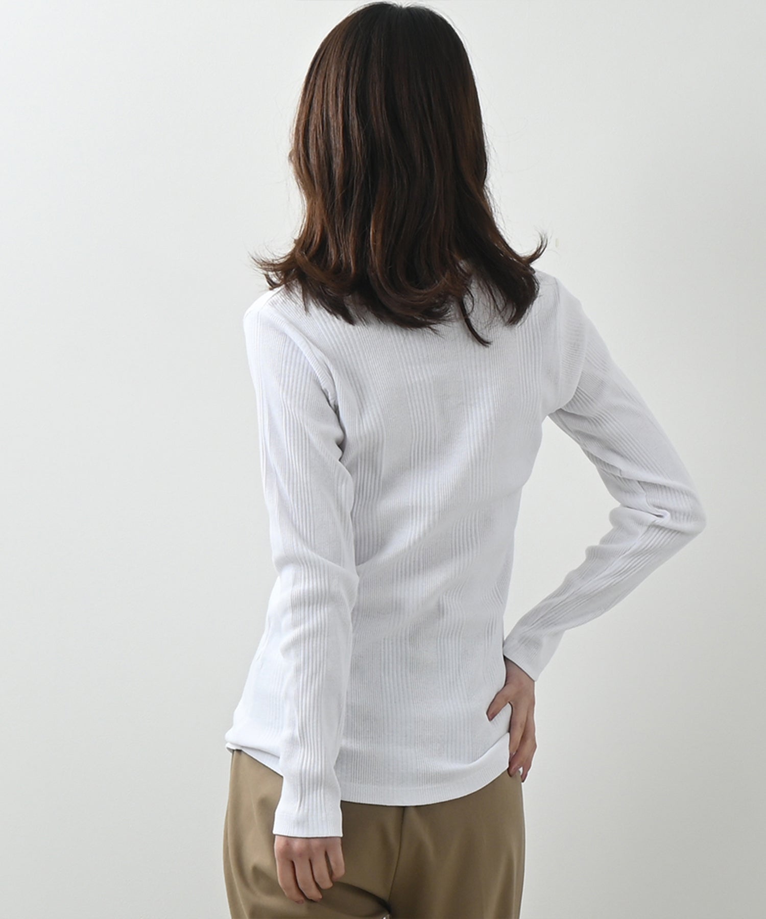 フェルトマリエッタ Felt Maglietta ランダムリブヘンリーネックロングTシャツ （ミックスグレー） ミックスグレー