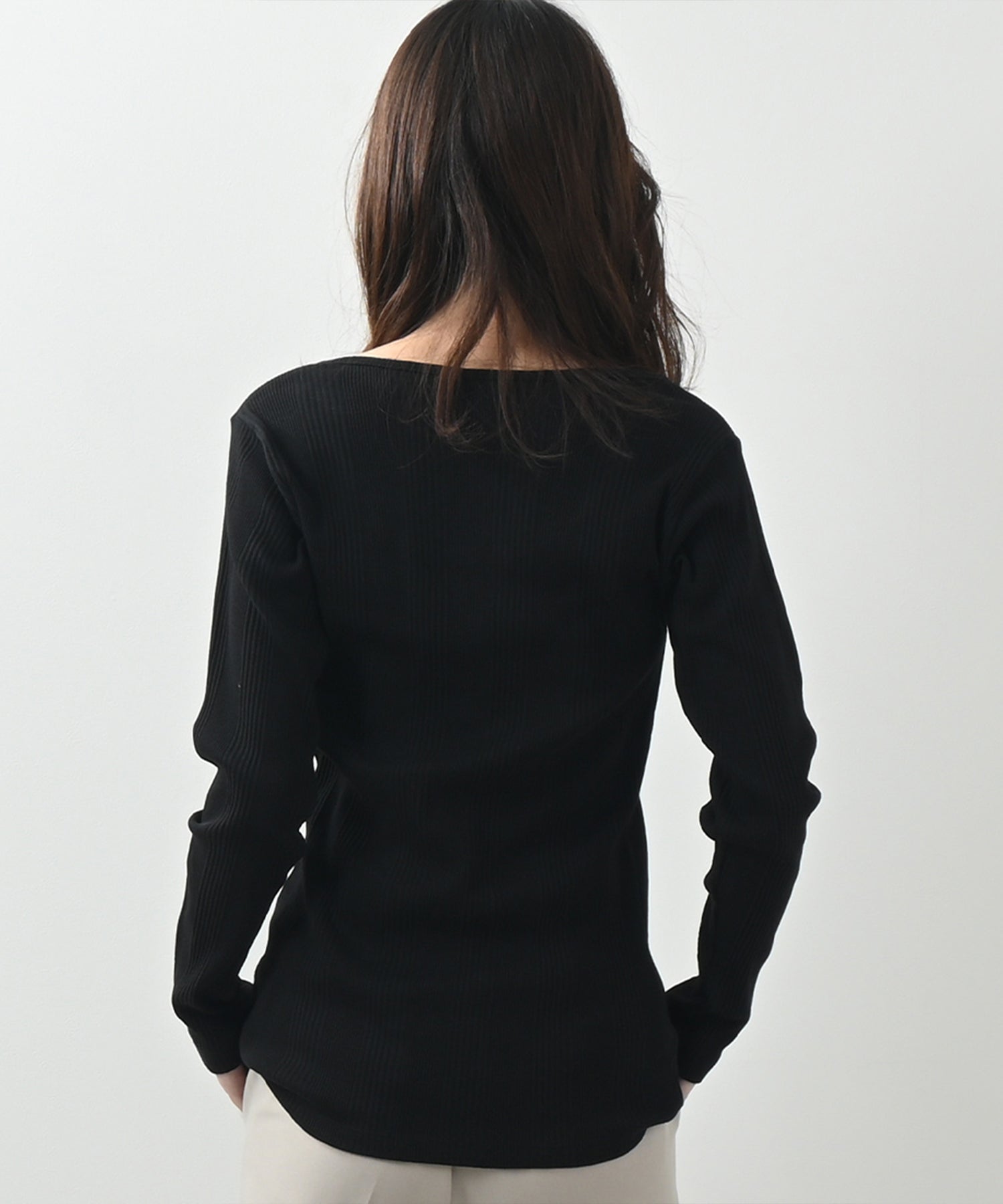 フェルトマリエッタ Felt Maglietta ランダムリブヘンリーネックロングTシャツ （ミックスグレー） ミックスグレー