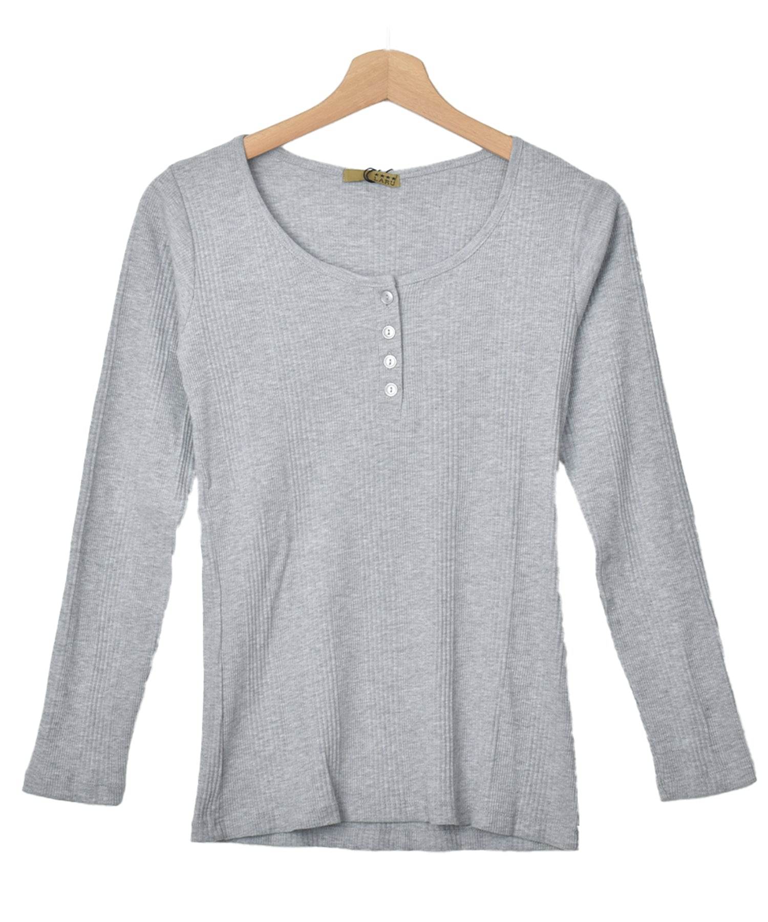 フェルトマリエッタ Felt Maglietta ランダムリブヘンリーネックロングTシャツ （ミックスグレー） ミックスグレー